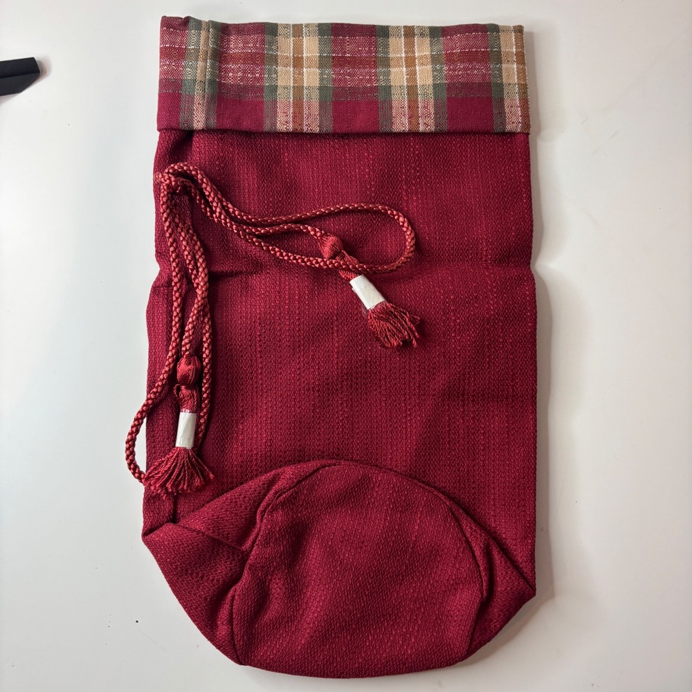 Longaberger Beverage Carrier/Wine Tote Liner Orchard Park Plaid Paprika New